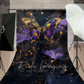 Aperturee - Aperturee Abstract Purple Gold Butterfly Sweep Photo Backdrop